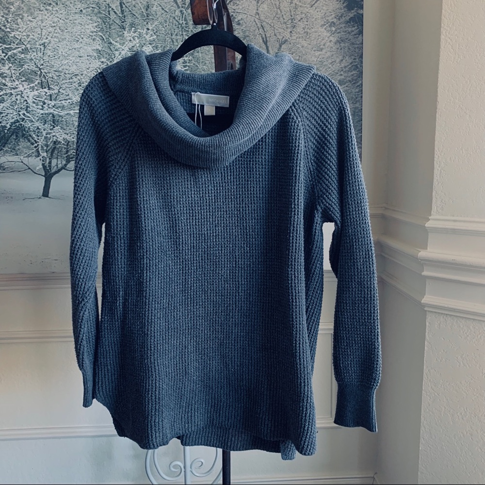MICHAEL KORS CASUAL WAFFLE KNIT COWL NECK SWEATER - Picture 7 of 12